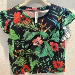 Bold Floral Short Sleeve Top